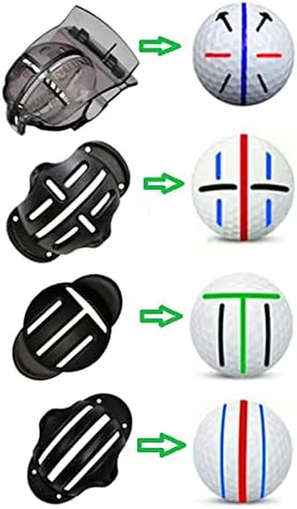 8 Pack Precision Golf Ball Markers, 4 Golf Ball Marking Stencils and 4 Golf Ball Markers, Golf Ball Line Marker Tool, Golf Ball Alignment and Identification Tool