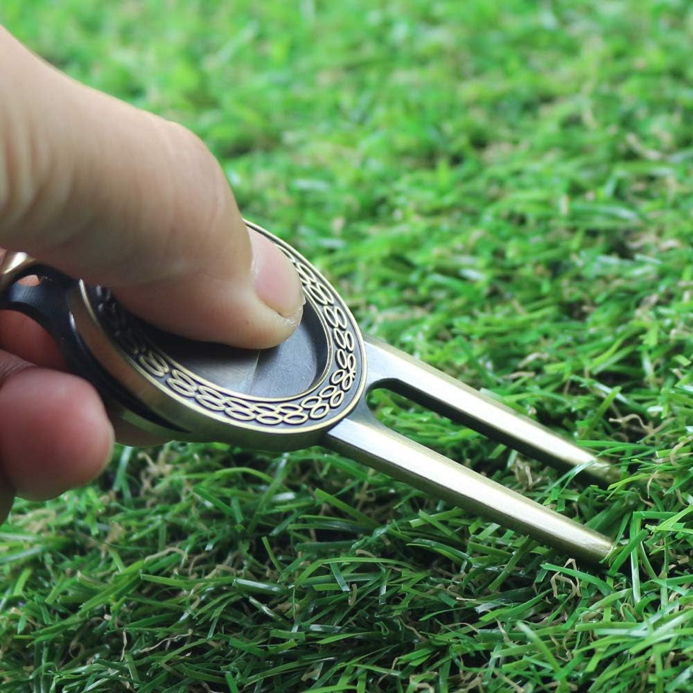 Golf Divot Repair Tool with Magnetic Skull Ball Marker
