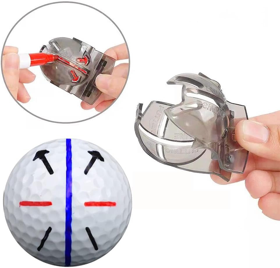 8 Pack Precision Golf Ball Markers, 4 Golf Ball Marking Stencils and 4 Golf Ball Markers, Golf Ball Line Marker Tool, Golf Ball Alignment and Identification Tool