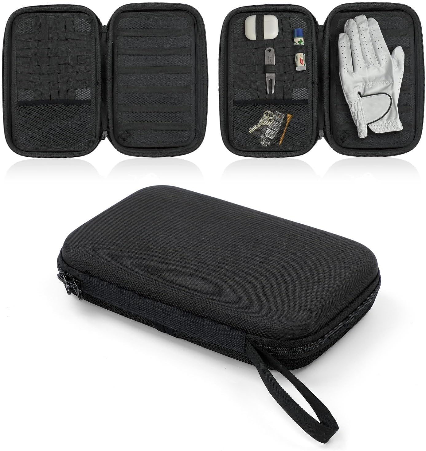 Golf Glove Holder Case, Golf Accessory Case with Detachable Golf Glove Shaper, Portable Golf Hard Case Waterproof for Golf Essentials, Balls, Markers, Tees