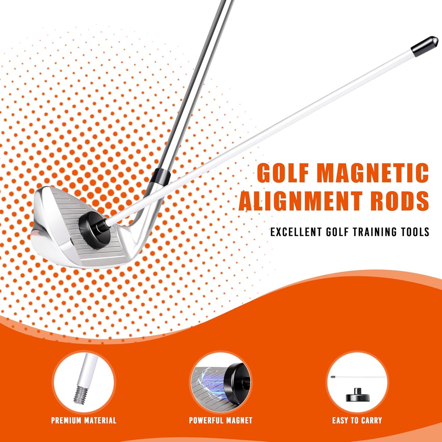 Collapsible Golf Alignment Sticks & Magnetic Alignment Rod, 40" Alignment Sticks, Magnetic Swing Training Aid 