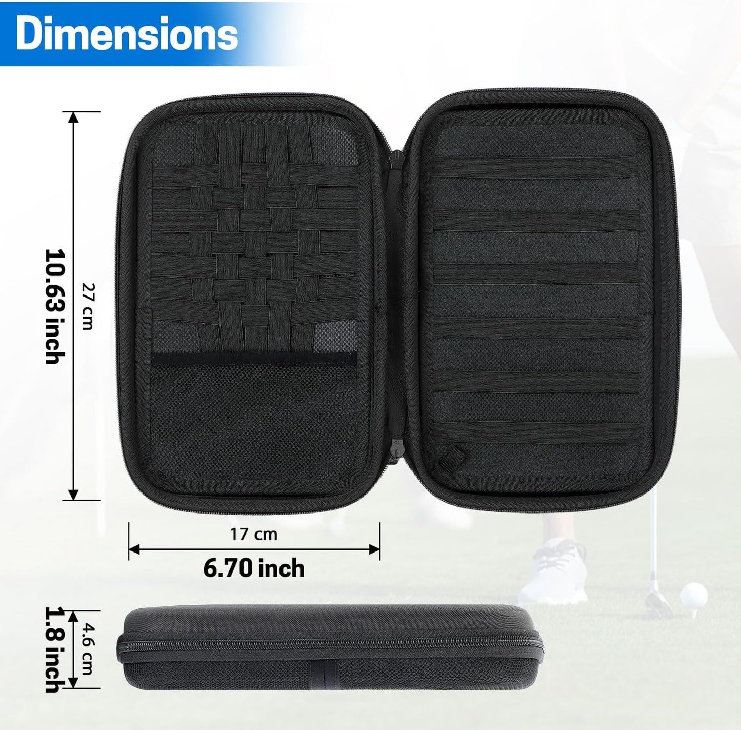Golf Glove Holder Case, Golf Accessory Case with Detachable Golf Glove Shaper, Portable Golf Hard Case Waterproof for Golf Essentials, Balls, Markers, Tees
