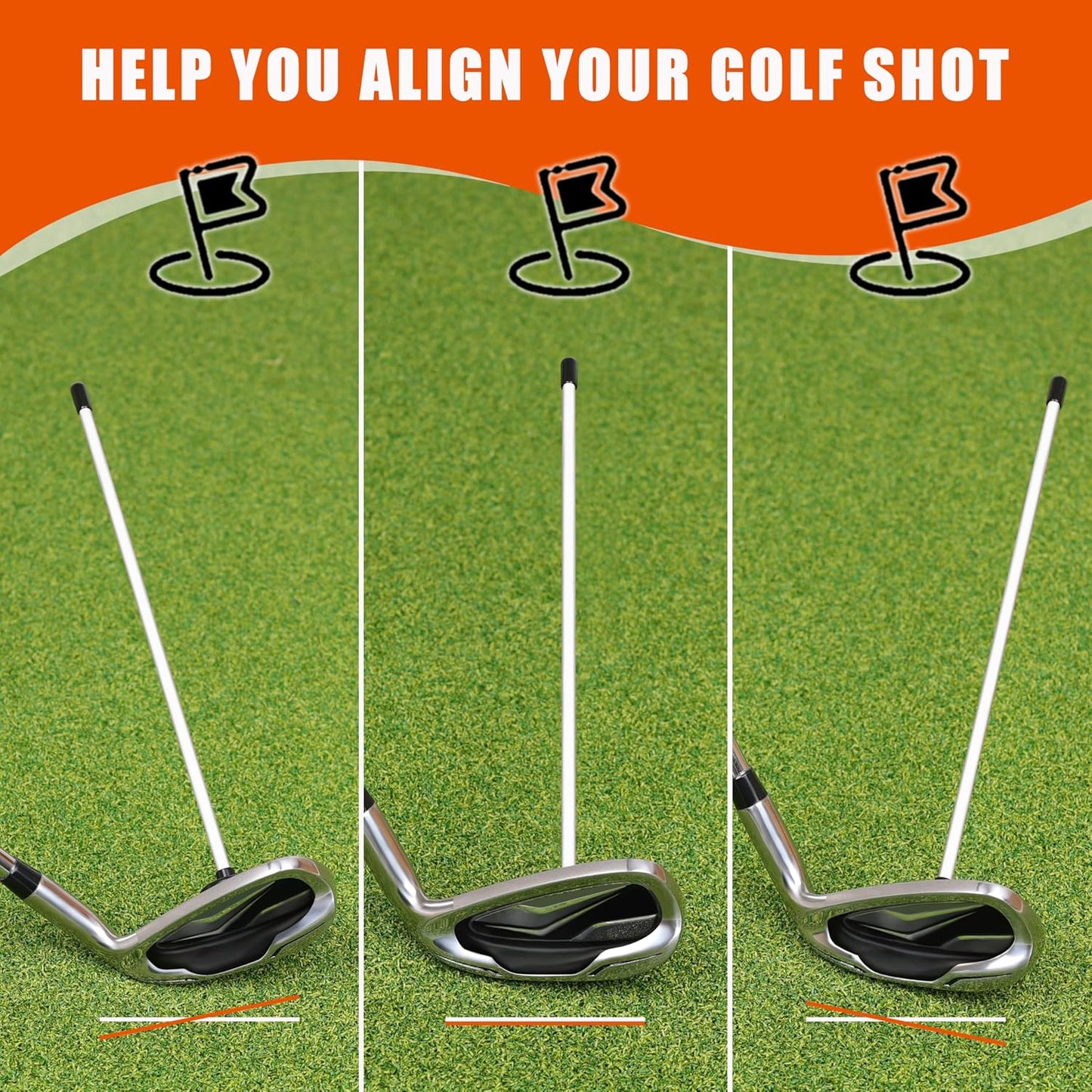 Collapsible Golf Alignment Sticks & Magnetic Alignment Rod, 40" Alignment Sticks, Magnetic Swing Training Aid 