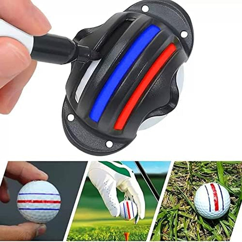 8 Pack Precision Golf Ball Markers, 4 Golf Ball Marking Stencils and 4 Golf Ball Markers, Golf Ball Line Marker Tool, Golf Ball Alignment and Identification Tool